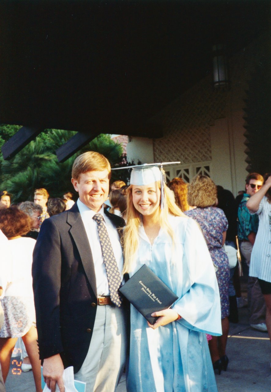 Jen graduation from High School with Dad June 91